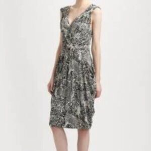 Marc by Marc Jacobs Muir Bubble Hem Surplice Dress in White Swan - Size XS